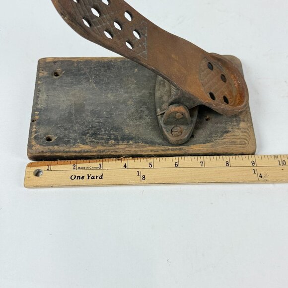 Antique Cast Iron Treadle Presser Foot With Wooden Base Sewing Machine Attachmen - Picture 8 of 13